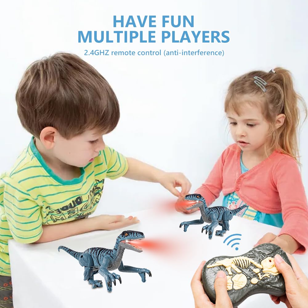 Dinosaure Telecommande, Dinausore Jouet Telecommande, Dinosaure Télécommandé avec Lumières, Marche, Rugit, Twist, Dinosaure Telecommandé Enfant pour Enfants Garçons Filles de 3 4 5 6 7 8 9 Ans