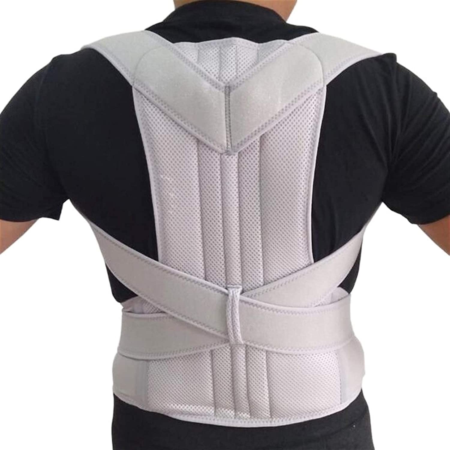 Correttore posturale Regolabile per Uomo e Donna, Corsetto per la Schiena, Cintura per la Schiena, Supporto Lombare, correttore Dritto All'Indietro S-XXL(Grey-M)