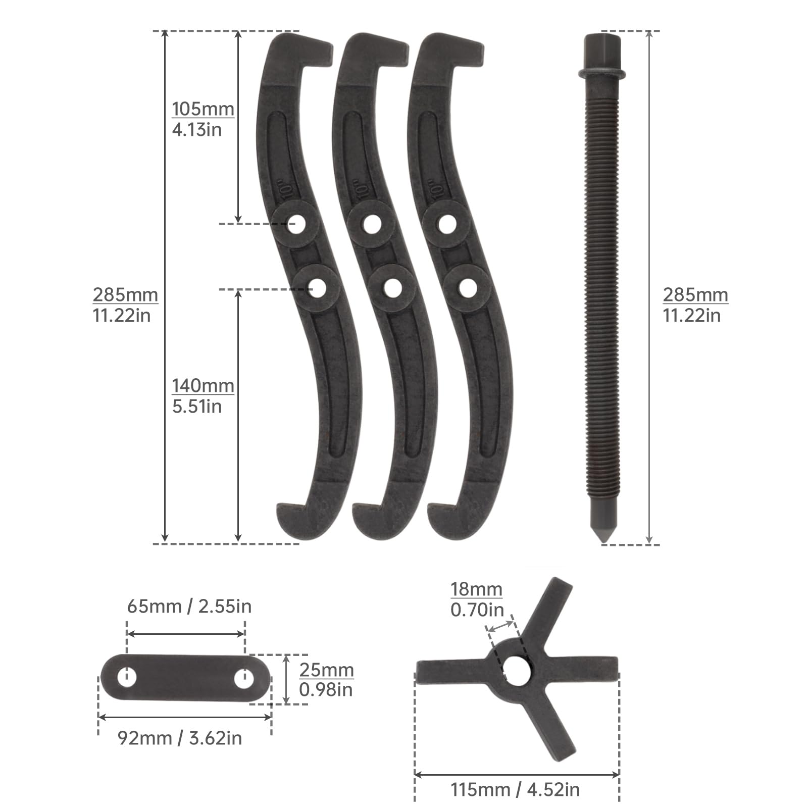ChgImposs Estrattore multifunzione standard in acciaio al carbonio a 2 ganasce/3 ganasce con 4 estrattori a foro singolo per riparazione auto/meccanica (25,4 cm)