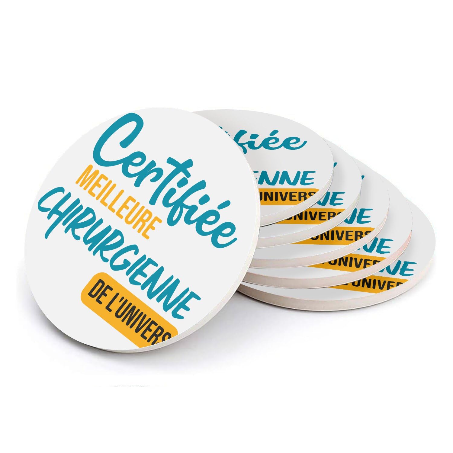 Sous-verres ronds en céramique : honorez le dévouement d'une chirurgienne de l'univers