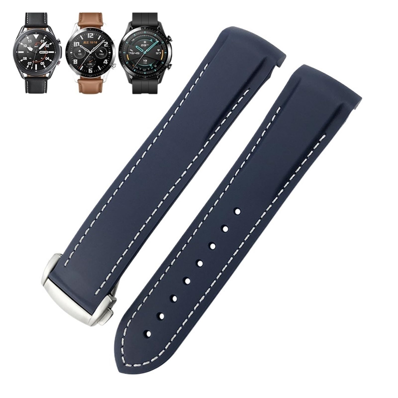 Gumowy pasek do zegarka 22 mm 20 mm zakrzywiony pasek silikonowy pasujący do zegarka Seamaster Speedmaster AT150 De Ville Pasek do zegarka z tkaniny, Kolor: wielokolorowy, 22mm