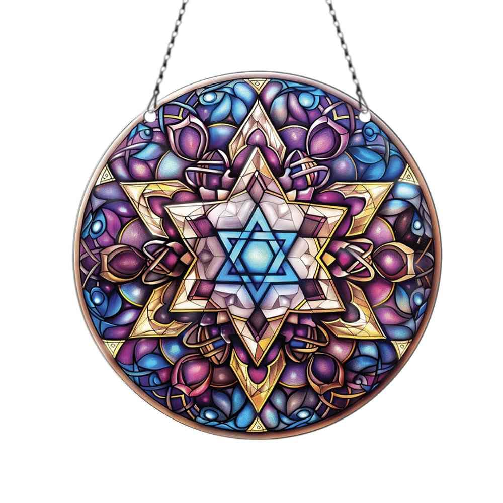 Hanukkah Ornaments Acrylic Window Hanging - Gifts for Hanukkah Lovers - Jewish Star of David Decor - Jewish Star of David Christmas Decorations