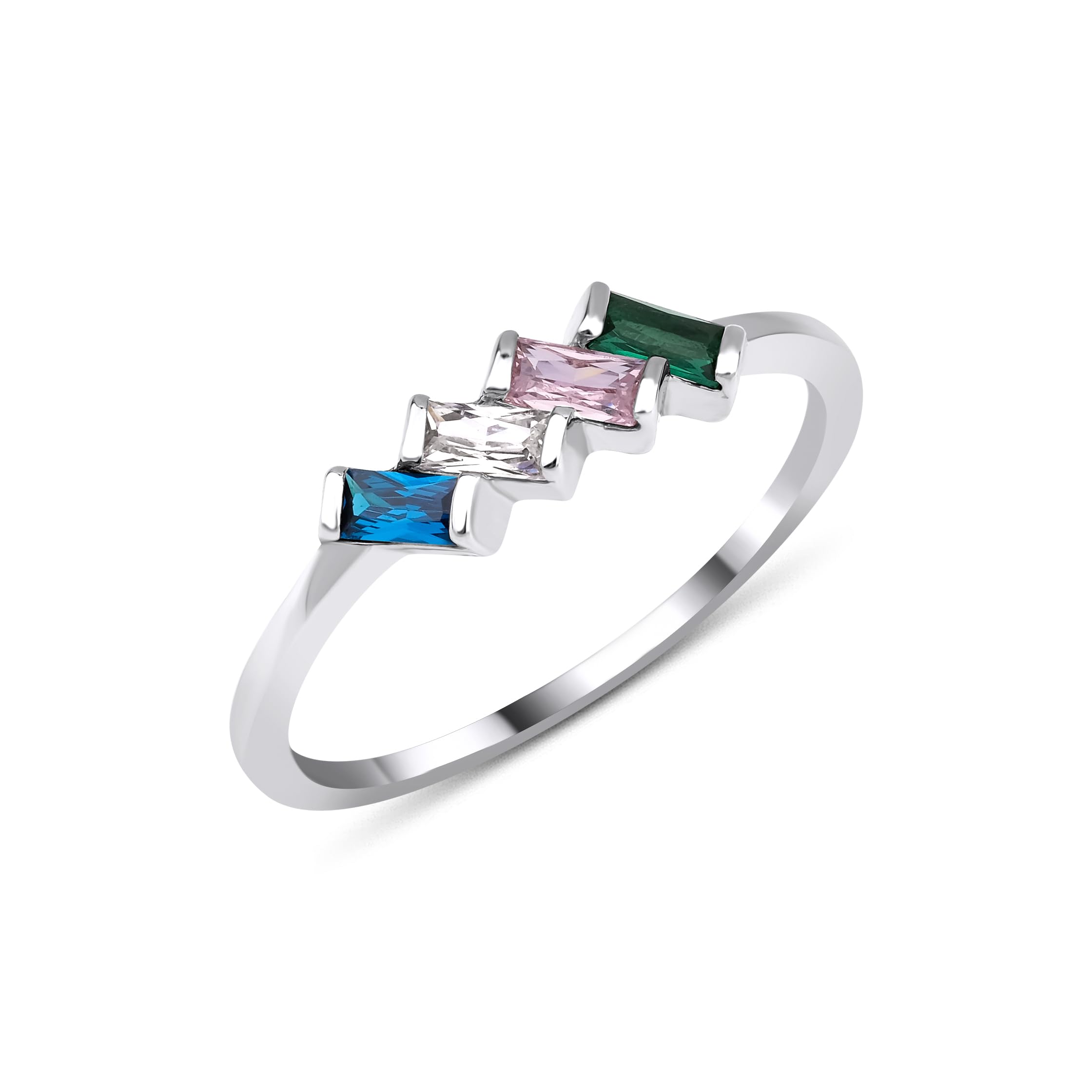 Baguette Birthstones Unique Ring