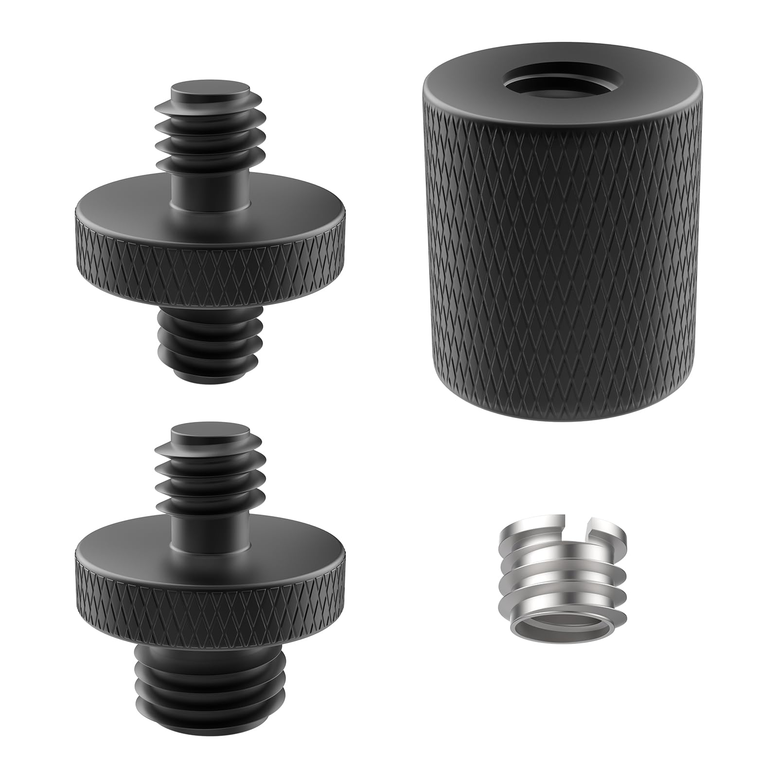 DALQUIS Camera Screws Mount Set, Male Threaded Screw Adapter with Tripod Nut and Screw Reducer for Camera Tripod Monopod Ballhead Flash Light Stand Shoulder Rig (4 Pieces)