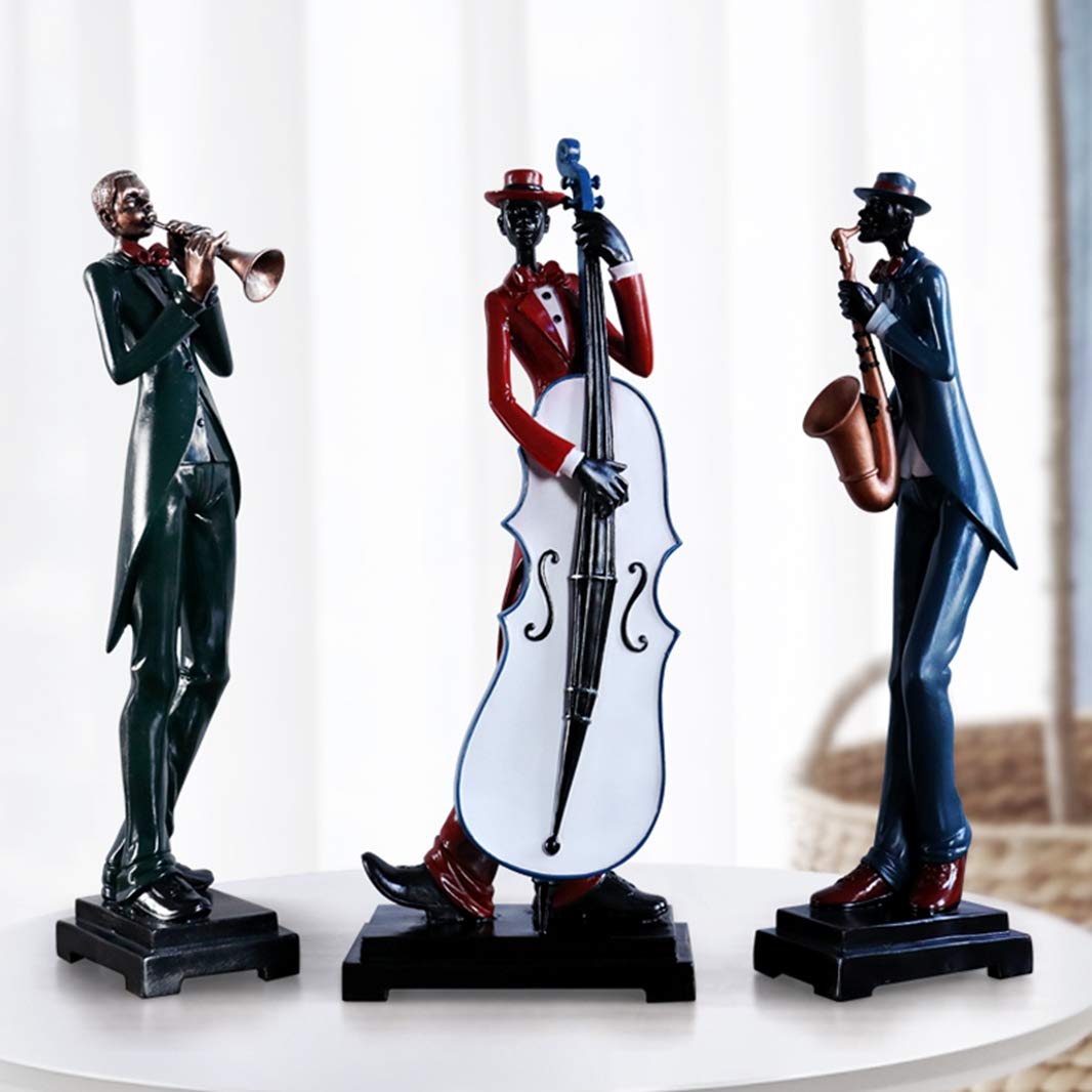 Per casa e cucina Figurine da collezione Statue Figurine da collezione Scultura Artigianato in resina Moderna Musica Band Statue Jazz Music Player Sculture Retro Home Office Bar Cafe Ornamenti (G)