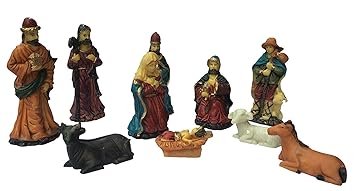 SK Craft Polyresin Christmas Decoration Nativity Figurine Set (3.5 inch, Multicolour)