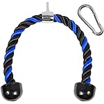 Yes4All Deluxe Tricep Rope Pull Down - 27 and 36-inch Rope Length, Easy to Grip & Non Slip Cable Attachment (Blue/Black - 27inch)