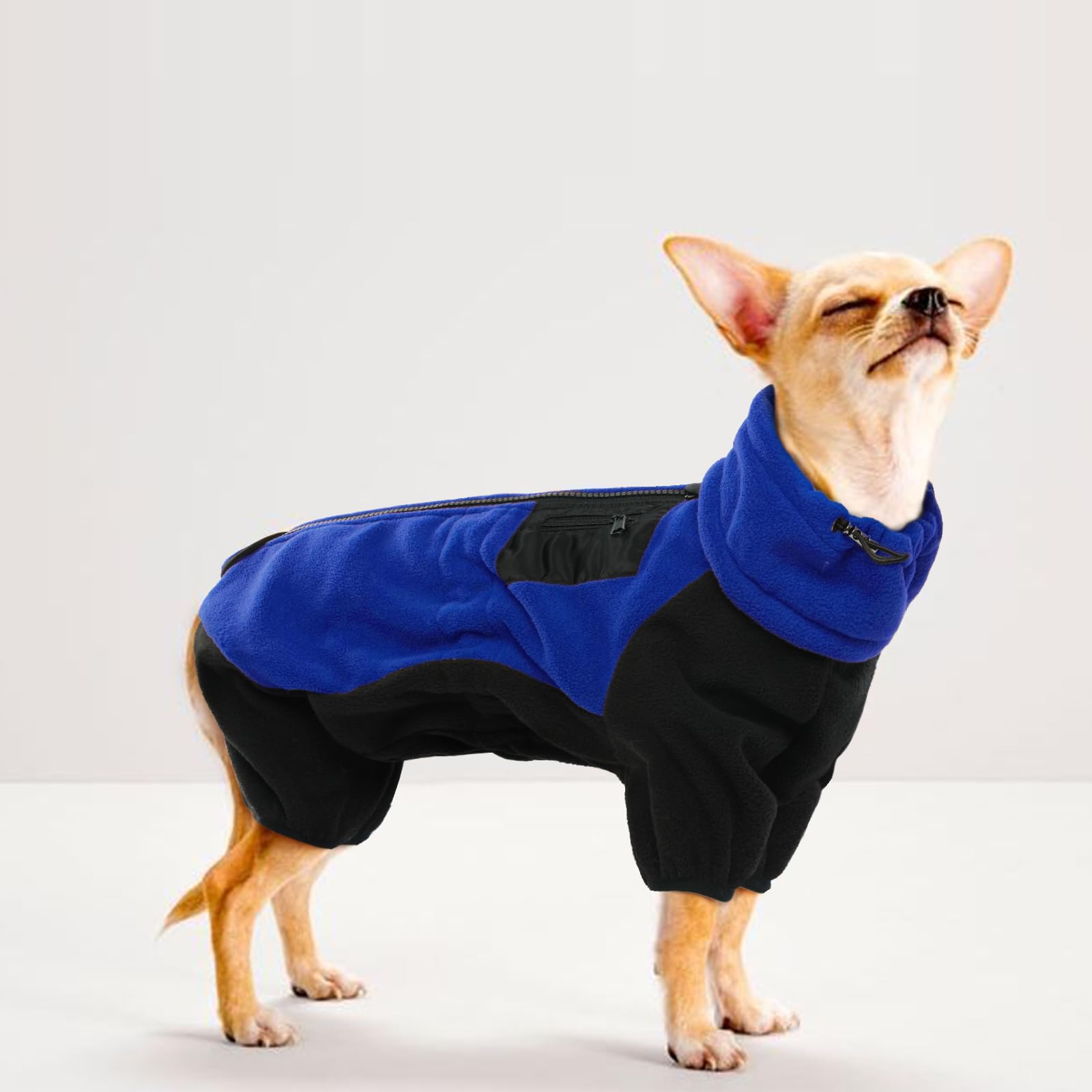 Cappottino Invernale Cani Piccoli Giubbotto Pile Caldo Abbigliamento Veste Cani Felpa Cuccioli Tuta Neve Chihuahua Blu XL