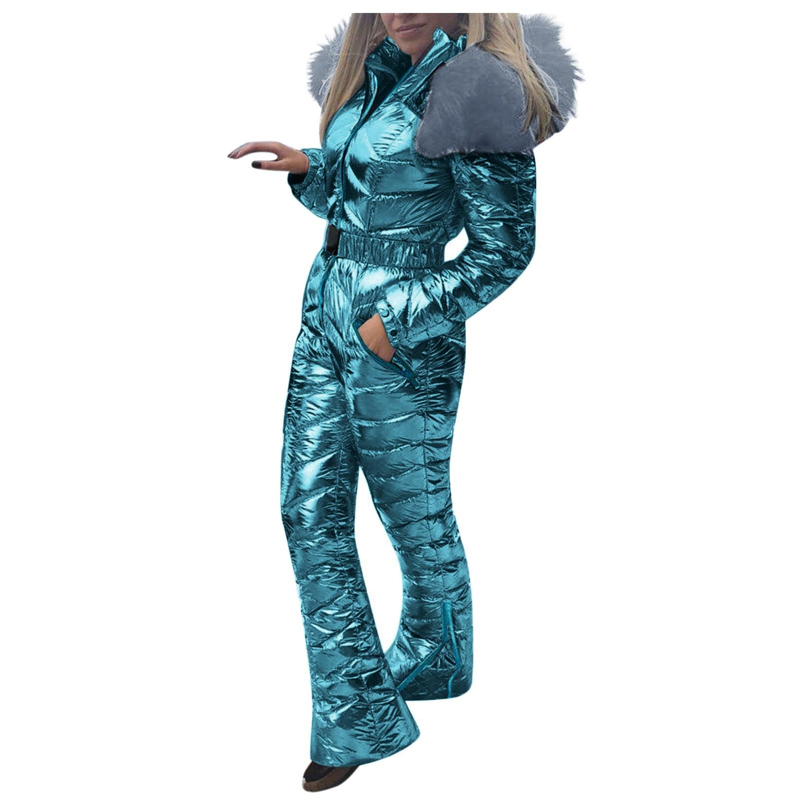 Ropa de esquí para mujer, trajes de nieve para mujer, pantalones deportivos al aire libre, traje de esquí resistente al viento, traje de nieve con capucha, casual, color sólido, traje de esquí de una