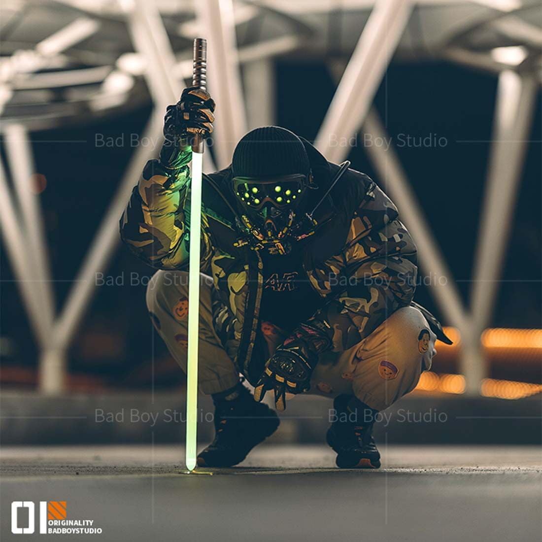 Punk Technical Light-emitting Mask & Goggles Male's Cosplay Prop for Halloween Parties