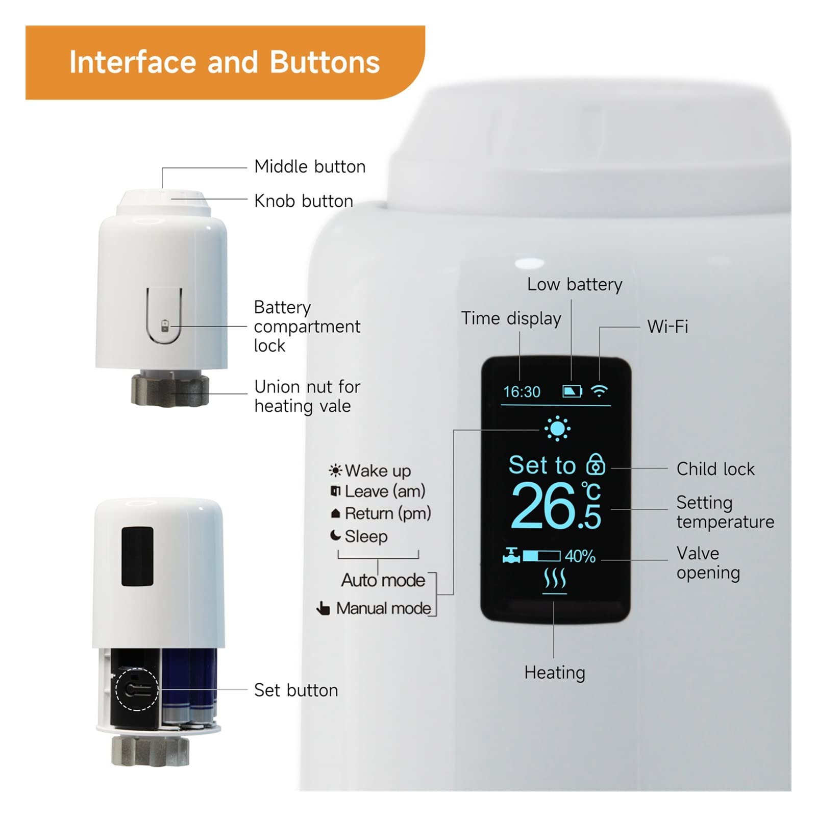 Termostato inteligente de radiador con WiFi, ahorra costos de calefacción con el controlador de temperatura termostático inteligente de válvula de radiador