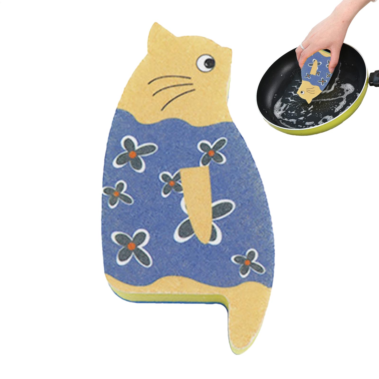Dish Sponge for Kittens - Reusable Wash Block for Animals, Cleaning Aid for Sensitive Surfaces | Playful Household Aid for Organising Dish Care, Sink