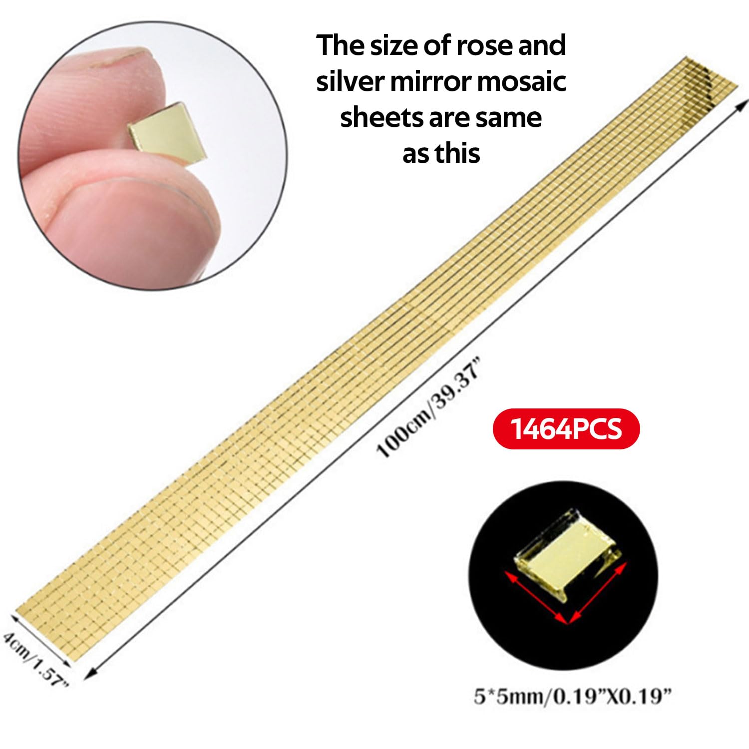 GIONAR 4392 mattonelle autoadesive a mosaico a specchio in vero vetro, per fai da te, decorazione fai da te, palla da discoteca, decorazione per la casa, mini specchi quadrati adesivi 5 mm x 5 mm