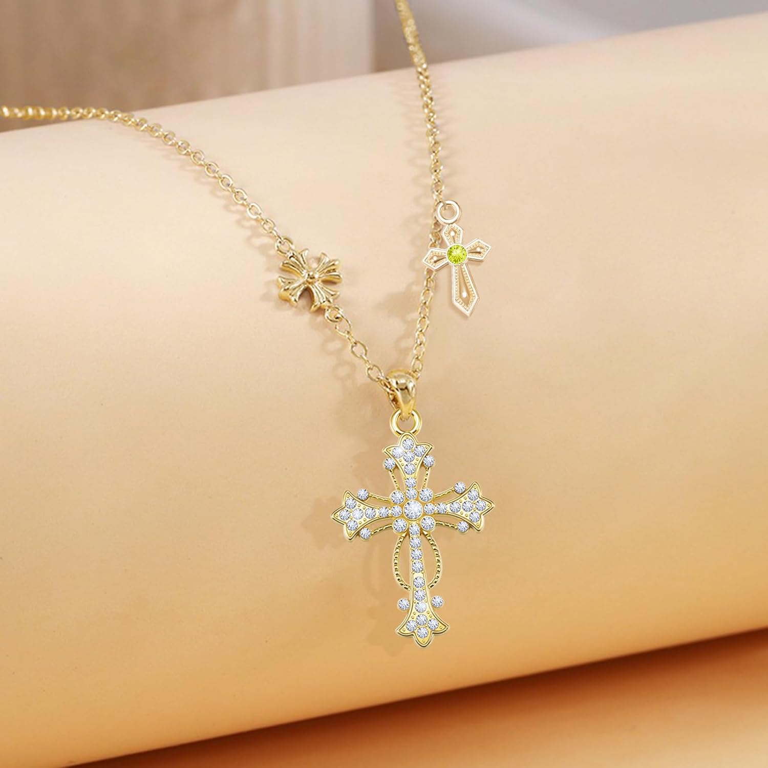 100Pcs 10 Colors Metal Crystal Rhinestone Mini Cross Charms Small Diamond Crucifix Pendant Beads for Diy Rosary Necklace Bracelet Earring Keychain Jewelry Making - Image 4