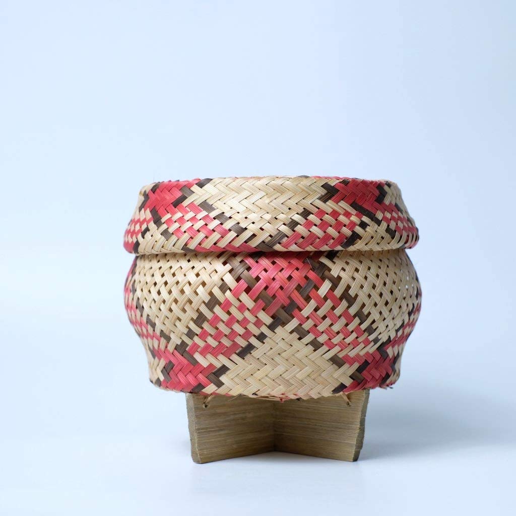 CraftCurlBamboo Rice Steamer Basket kratip Container Handmade Kitchen Decor Design - Handwoven use for steam Sticky Rice in Thai Thailand Laos