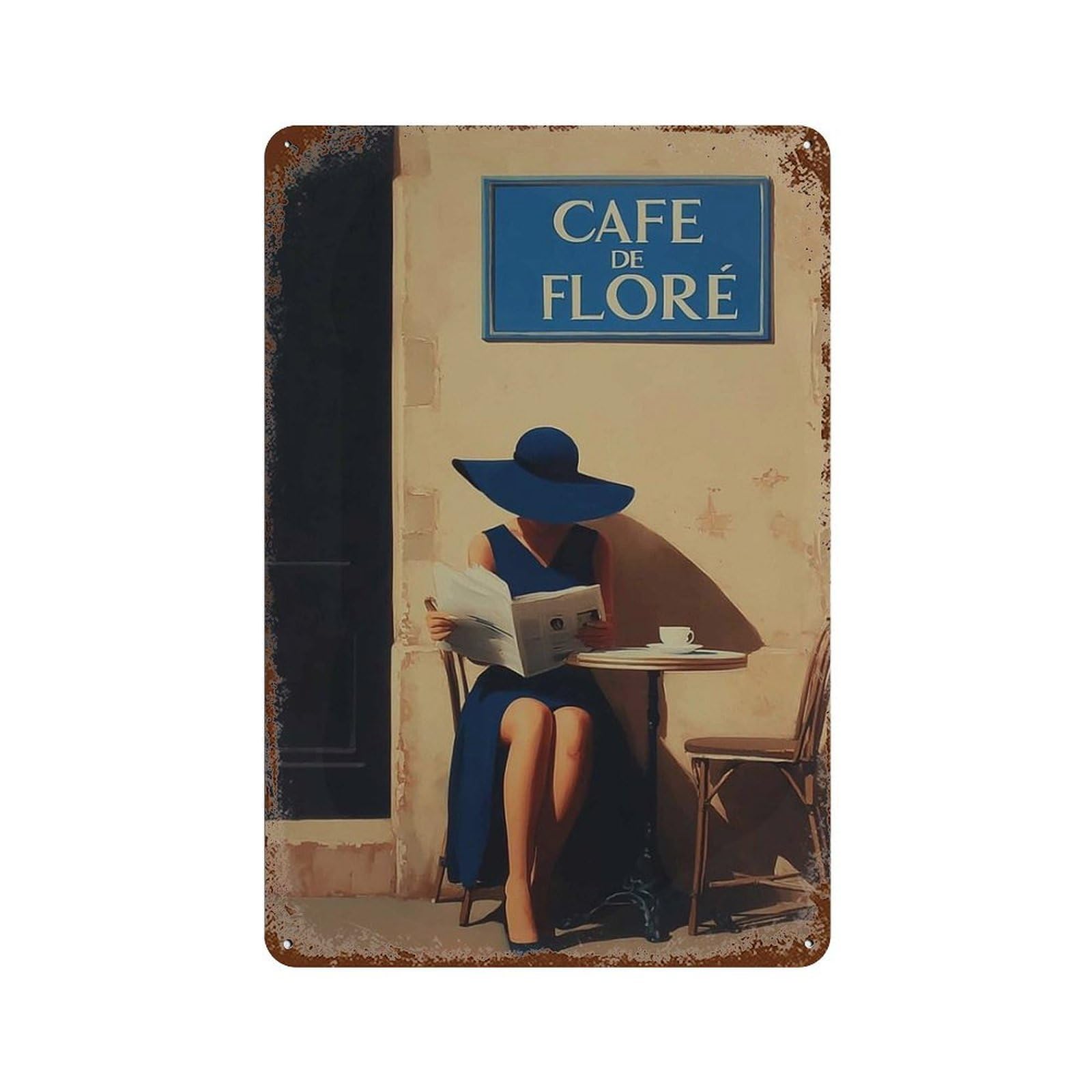 xiaoxiaoshen Paris Cafe Woman Café De Flore Parisian Kitchen Coffee Lover (2) Wall Decor Art Metal Tin Poster Modern Home Decor Art Home Bar Shop Decorations Vintage Sign 30x20cm