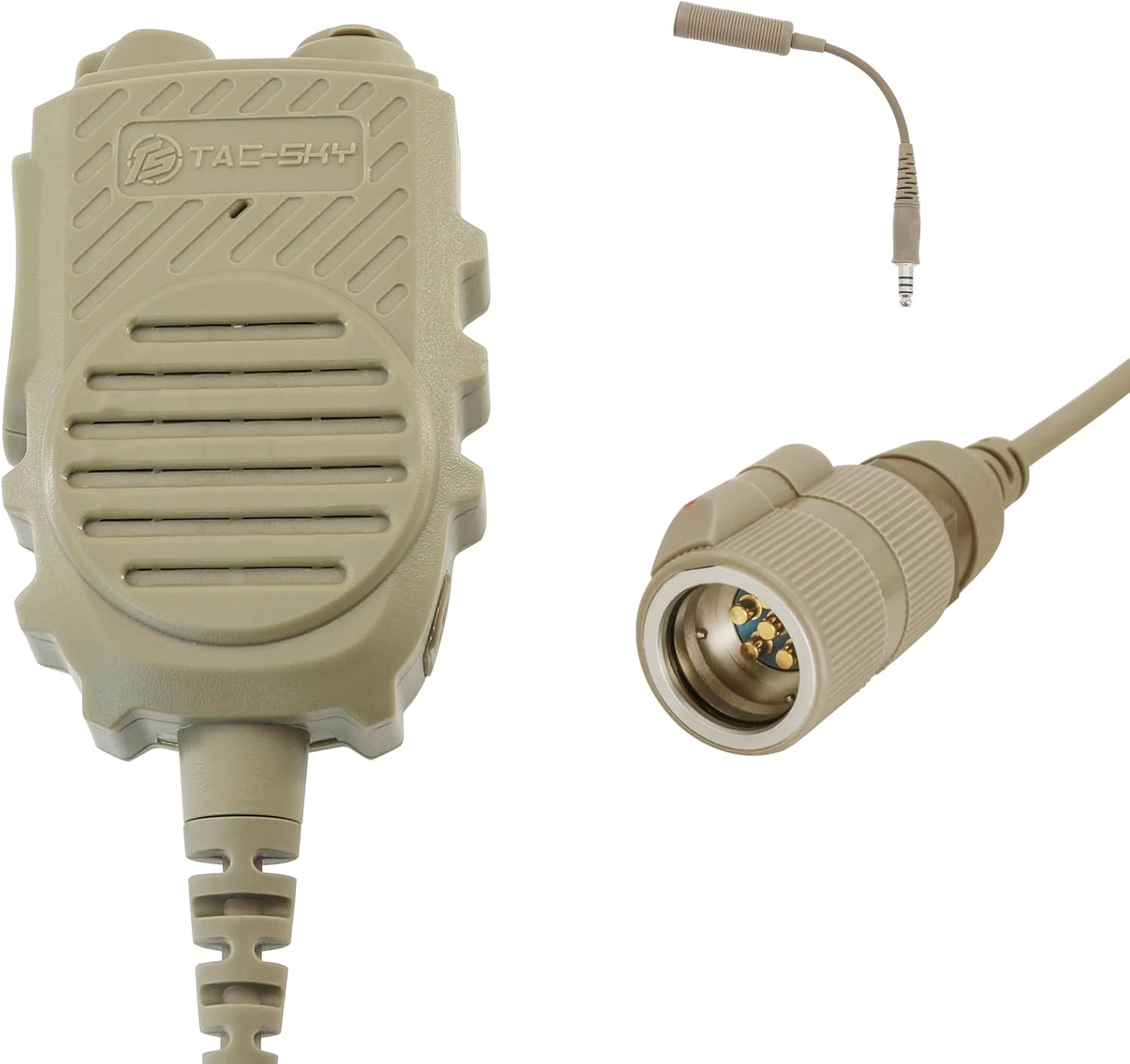 Multi-Function 6-Pin PTT Speaker Mic with 3.5mm Jack &7.0mm Jack for Tactical Headset and PRC152/163 for Clear Communication