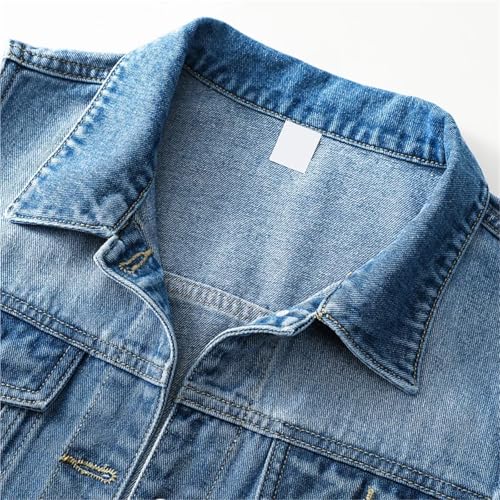 Chaleco vaquero de moda holgado con bolsillos funcionales y tejido liso 3