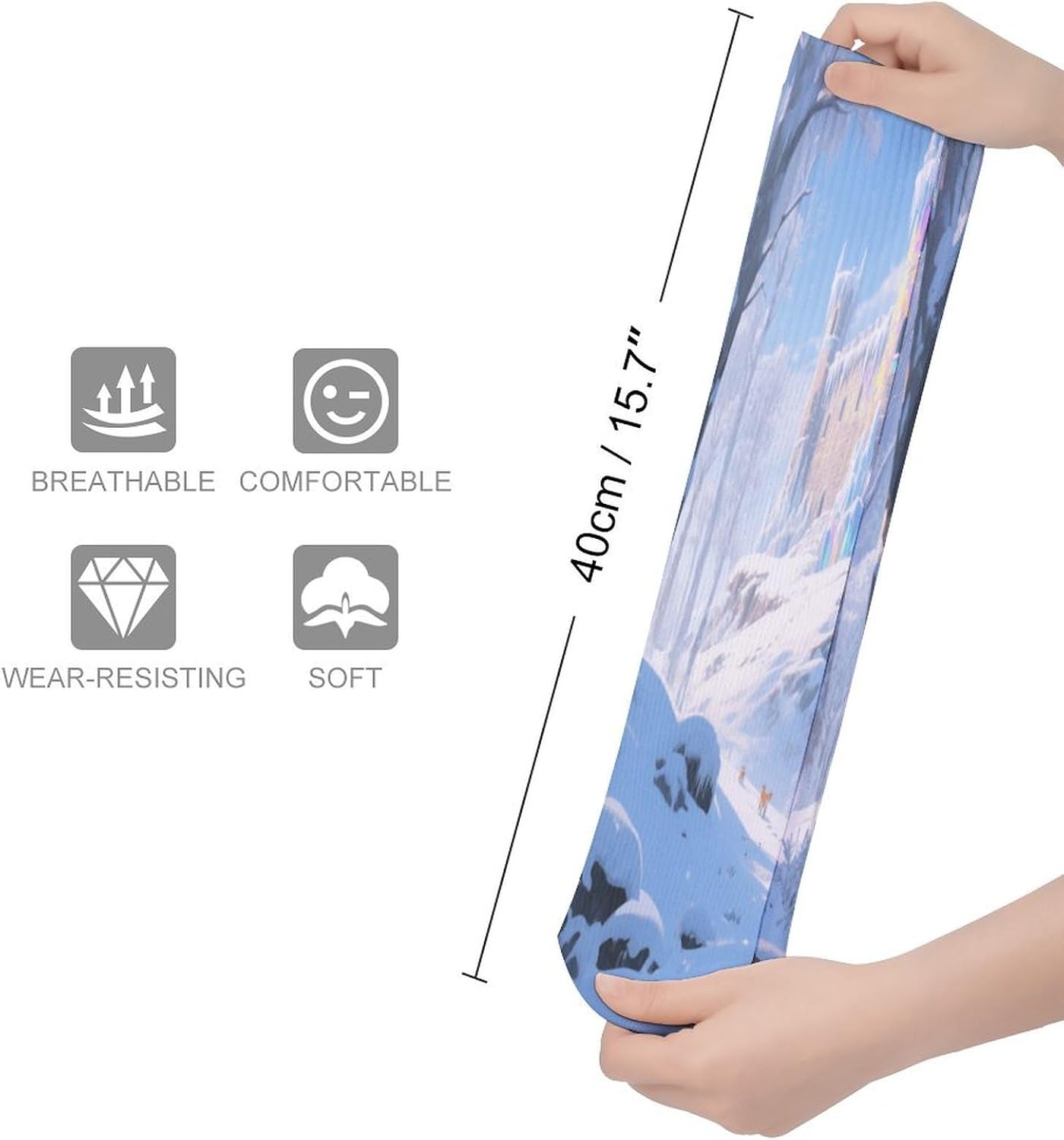 Frost And Snow Castle Crew Socks High Stocking Thermal Socks | Tube Socks-Breathable-Moisture-Soft-wicking for Hospital Pilates Yoga for women men Grippy for office and daily walking