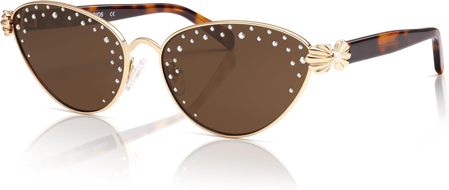 SOJOS Acetate Cat Eye Limited-Edition Sunglasses Women, Rhinestones & Pearls, Vintage Designer Sun Glasses, Darling