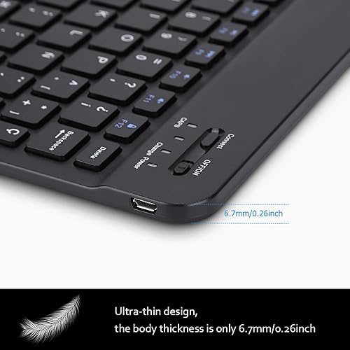 Miniatura 3 de Jectse Teclado español, mini teclado portátil BT 3.0 español Touchpad diseño ultrafino, estructura de pie de tijera, 78 teclas, compatible con iOS