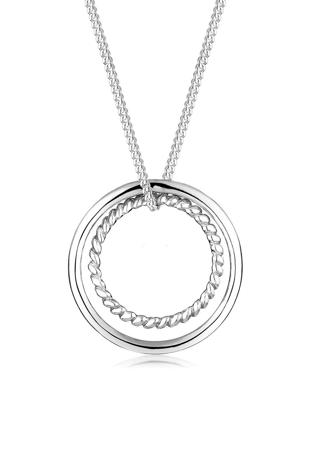 Women's 925 Sterling Silver Xilion Cut Round Circle Pendants Necklace
