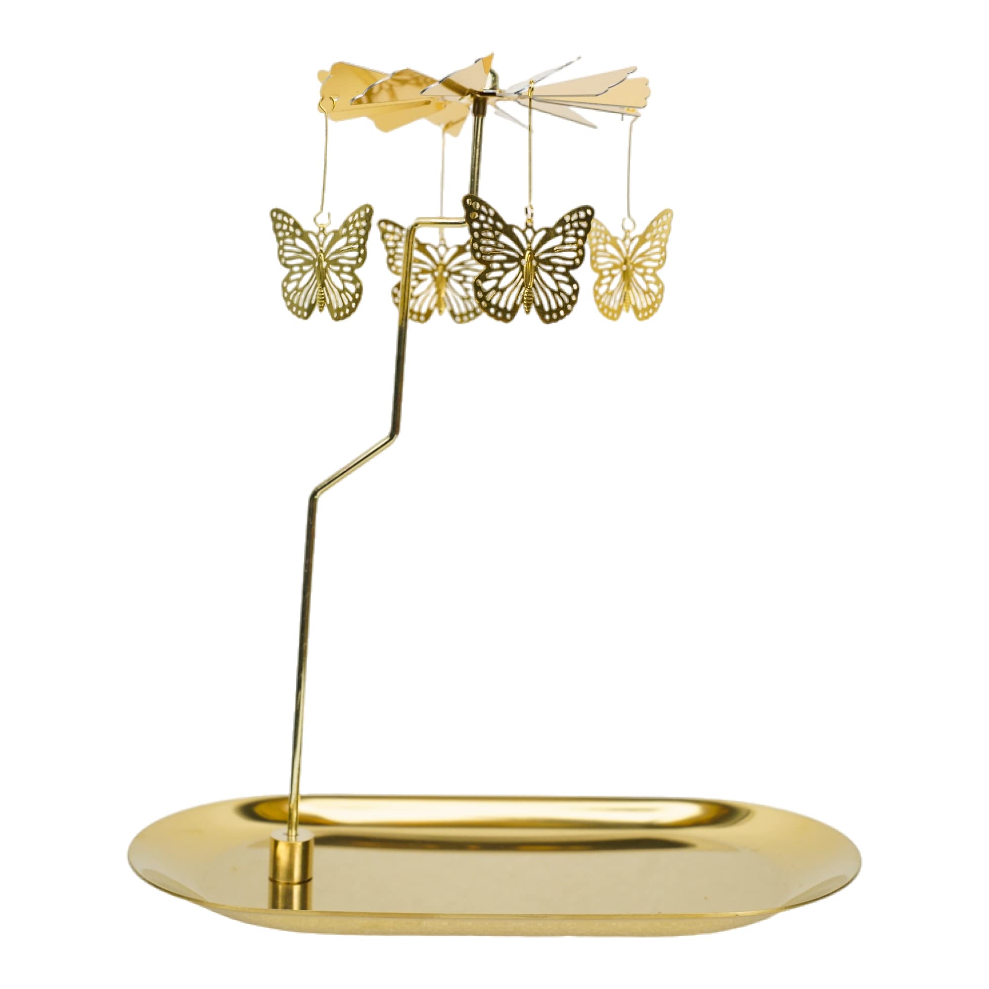 Rotary Candle Holder Butterfly Gold Metal Spinning Tea Lights Candle Holder, Romantic Scandinavian Designed Candlestick Ornament for Wedding Party Christmas Festival Home Decor?Butterfly