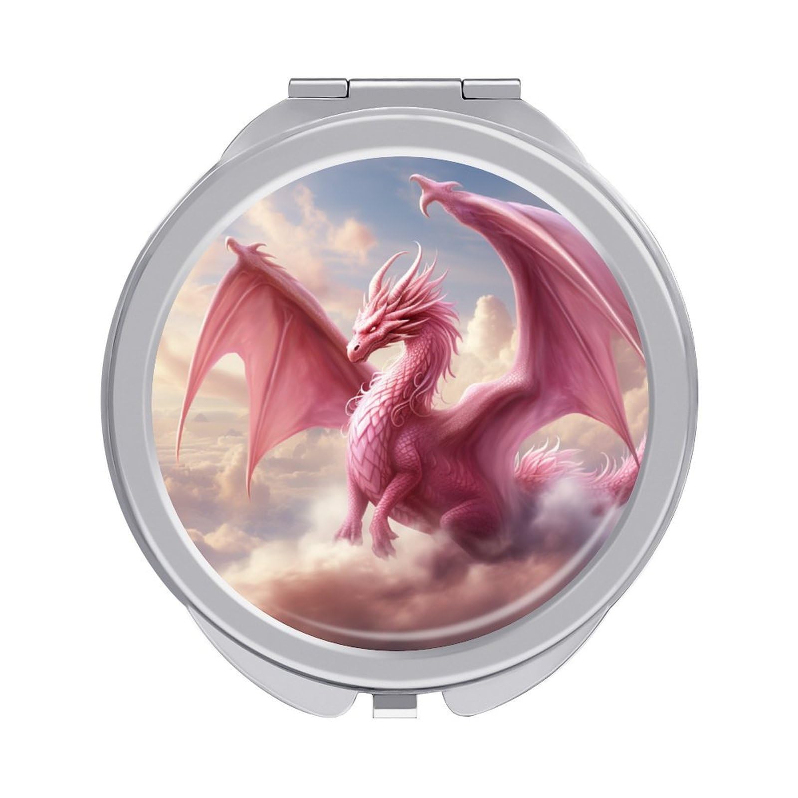 Jubonexis Pink Dragon in The Clouds Women Pocket Mirrors, Girls Small Portable Travel Makeup Mini Mirror