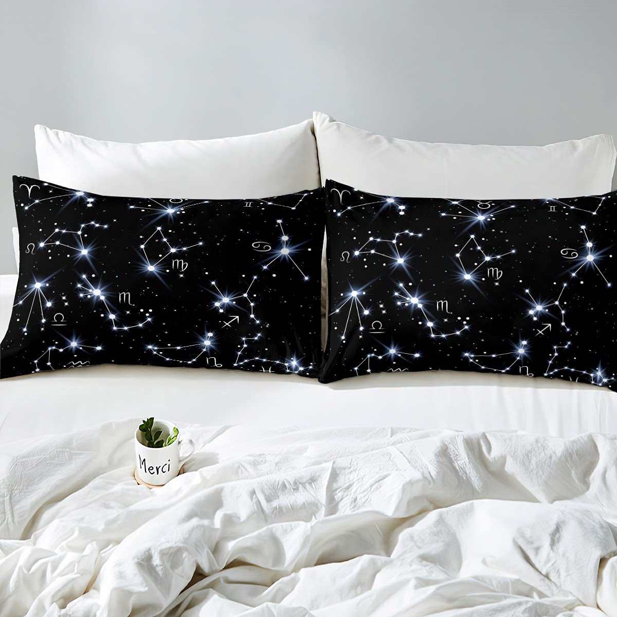 JQinHome Full Space Comforter Set for Kids,6 Piece Bed in A Bag 3D Galaxy Space Rocket Planets