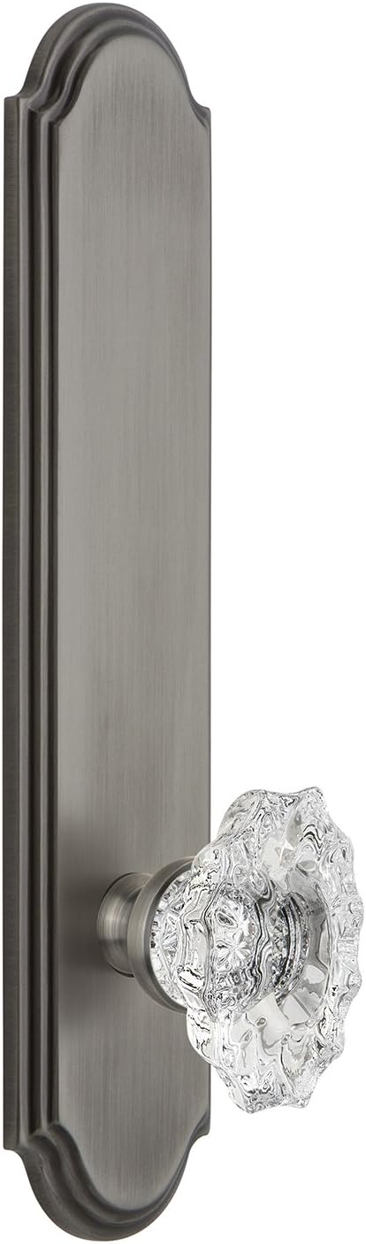 Grandeur 804166 Hardware Arc Tall Plate Biarritz Knob, Double Dummy, Antique Pewter Double Dummy Antique Pewter