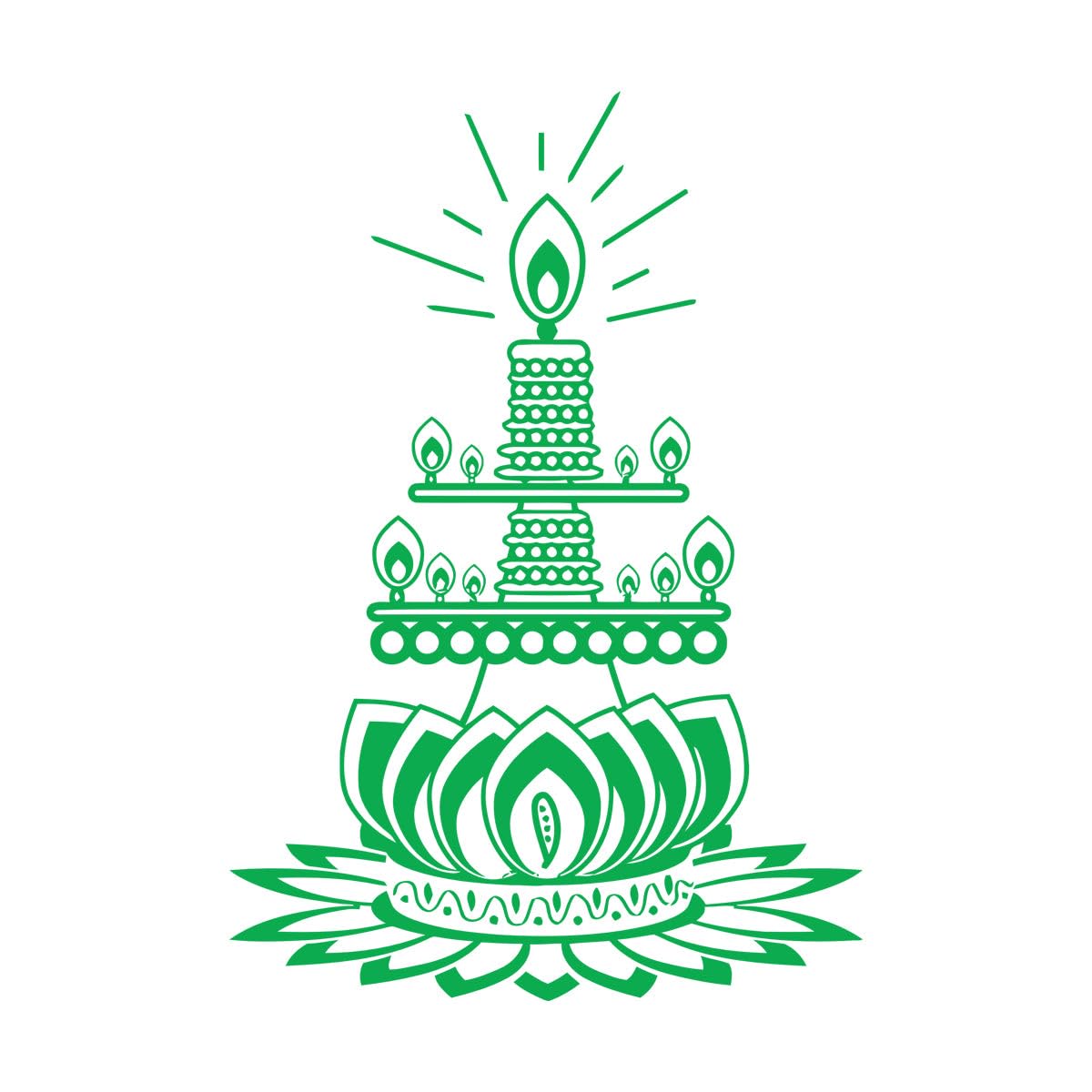 Lotus Flower Candle Buddhist Meditation Wall Decals 36x52.3cm Do not Damage the wall Surface Small Green — image 1