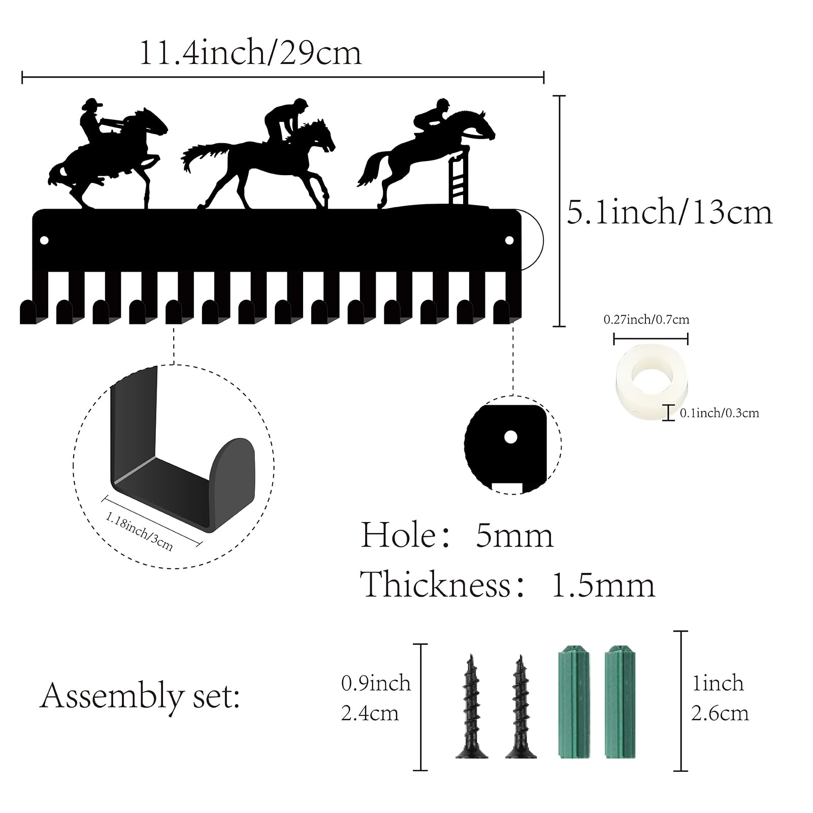 Equestrian Medal Rack Wall Mount 14 Hooks Equestrian Medal Display Rack ...