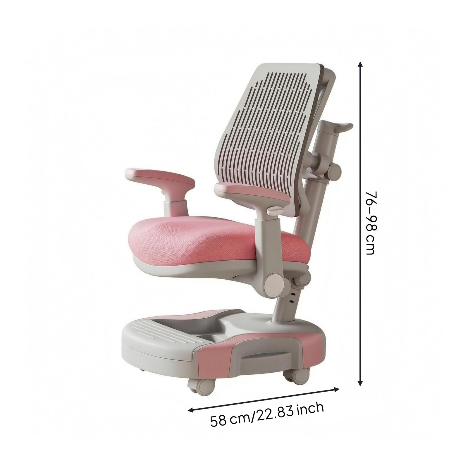 predolo Chaise Bureau Enfant Base Roulante Chaise Enfant à roulettes Ergonomique Mobilier Scolaire, Rose