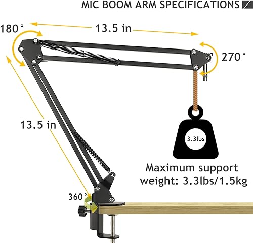 Miniatura 6 de Escudo de aislamiento de micrófono con soporte de micrófono y filtro pop, escudo de sonido plegable para la mayoría de equipos de grabación de