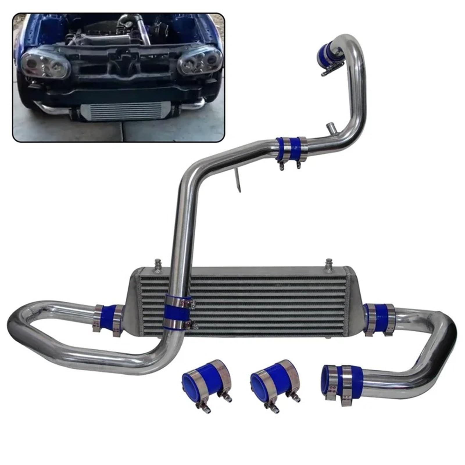 Intercooler Per VW Per Jetta Per Golf MK IV 1.8L Turbo 1998-2005 Aggiornamento In Alluminio Lucido Intercooler Anteriore E Kit Tubi