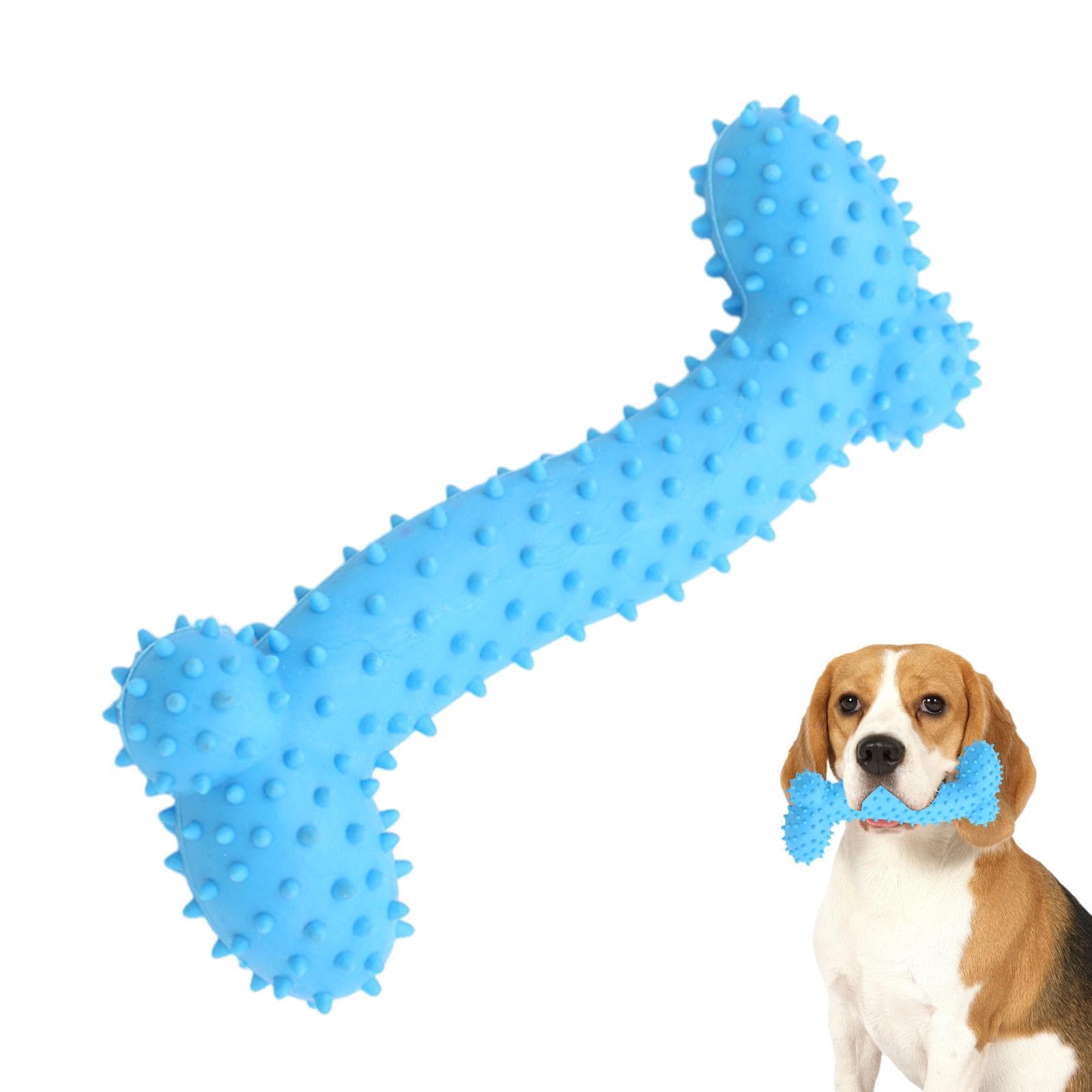 Squeaky Rubber Dog Bone, Squeaky Dog Bone Toy - Dog Teething Toys | Rubber Dog for Tough Chews, Large and Medium Dogs, Promotes