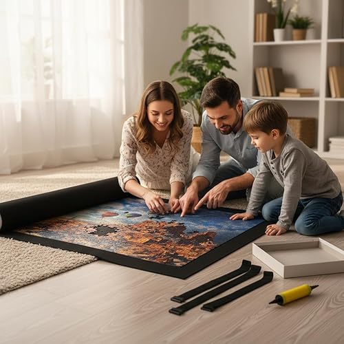 Vista 6 de Jigsaw Puzzle Mat Roll Up - Tabla de rompecabezas grande para adultos y niños 300 500 1000 1500 2000 piezas, almacenamiento y transporte, bomba