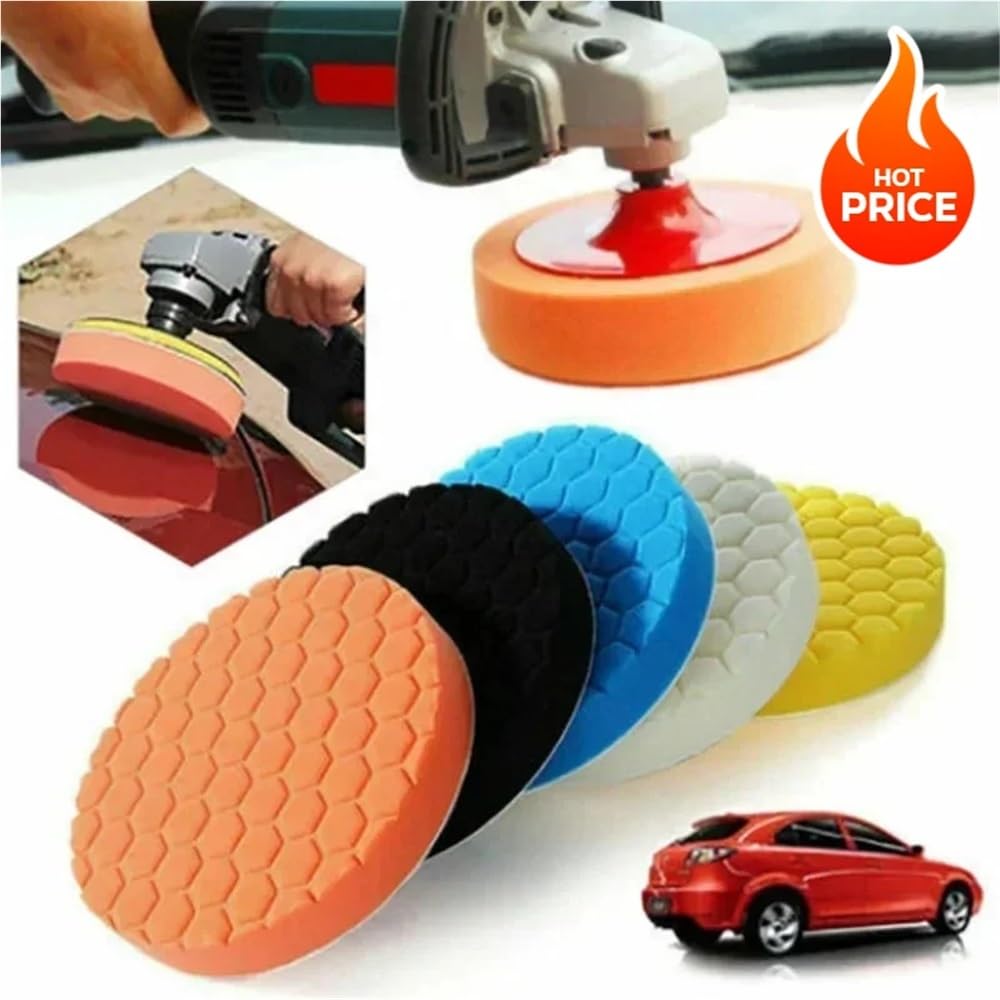 Auto Detailing Pads Polishing Wheel for Drill Buffing Kit 5/6/7 Inch Self Adhesive Polishing Pad Car Wax Applicator Discs(7 Inch)