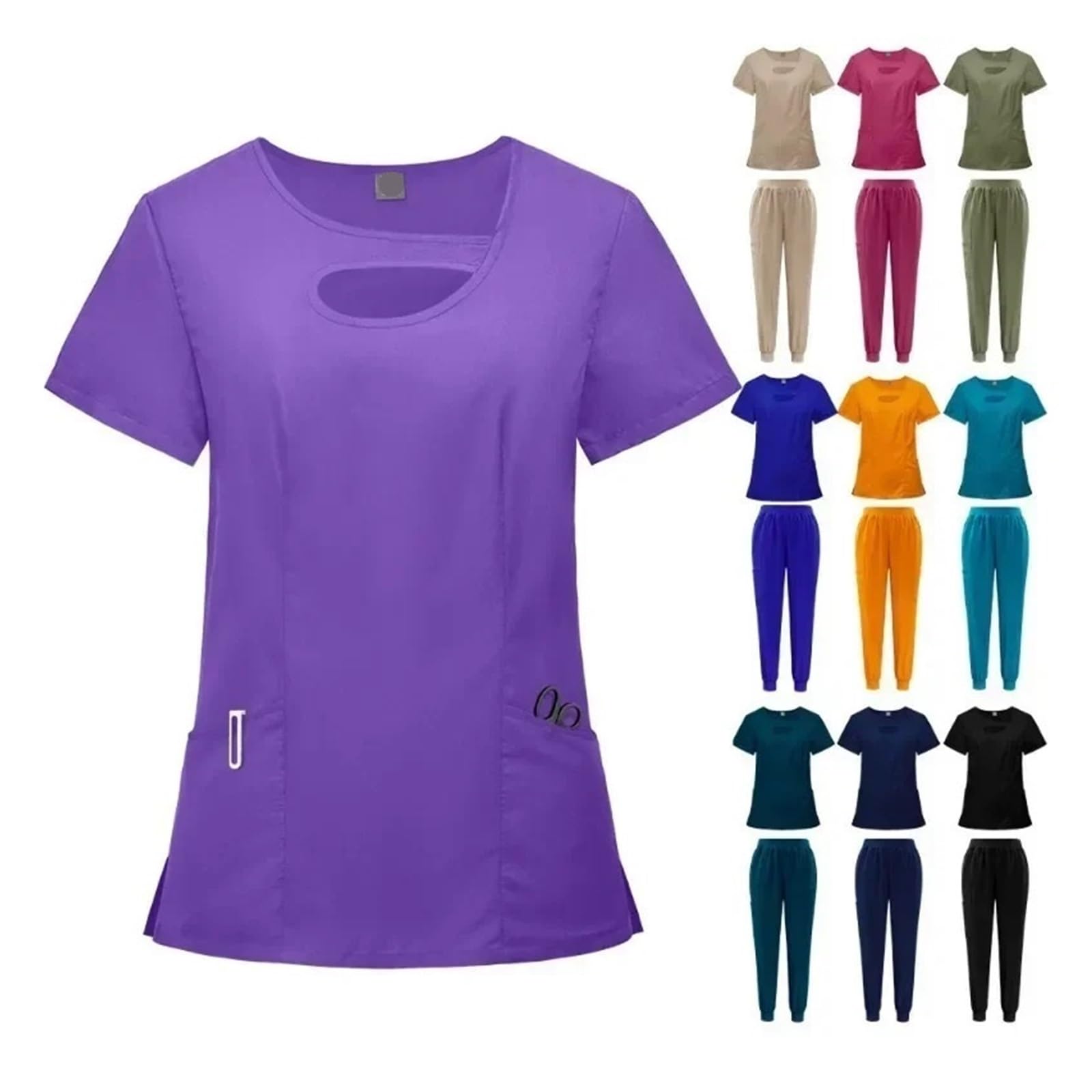 Uniforme Sanitario Mujer Friegue los Uniformes del Hospital de enfermería la clínica Basculador Las Mujeres Scrub Designs(Wine Red,L)