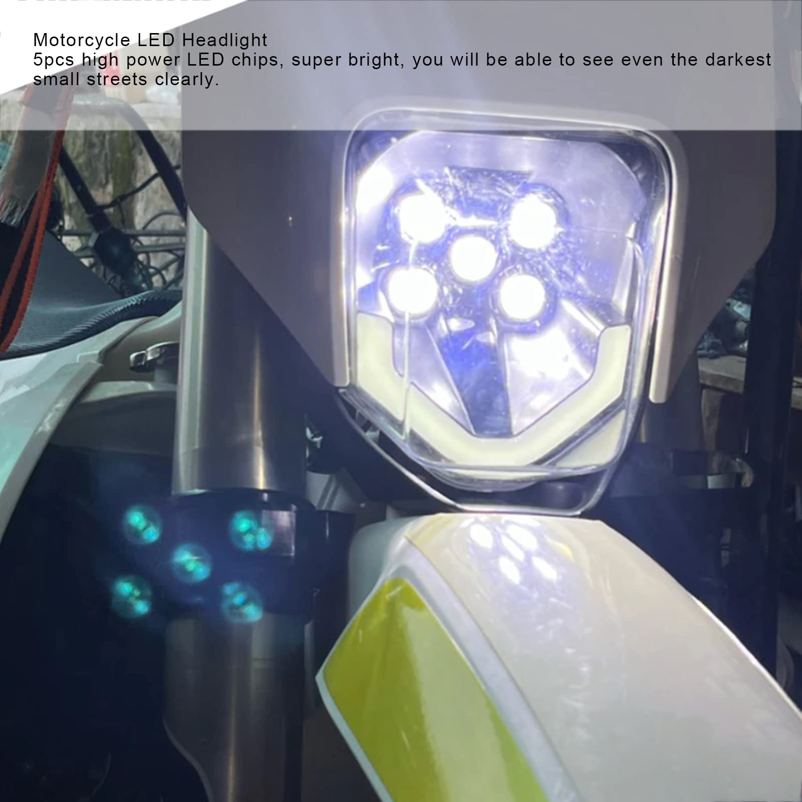 EBTOOLS Faro per Moto ABS Faro per Moto LED 35W Sostituzione della Luce di Guida per Motocicletta Impermeabile Ad Alta luminosità per Husqvarna TE FC TC