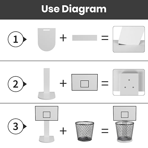 Miniatura 6 de Basurero de básquetbol, tablero de basura, mini estante de madera blanca para dormitorio, oficina, cocina, sala de estar, divertido bote de basura