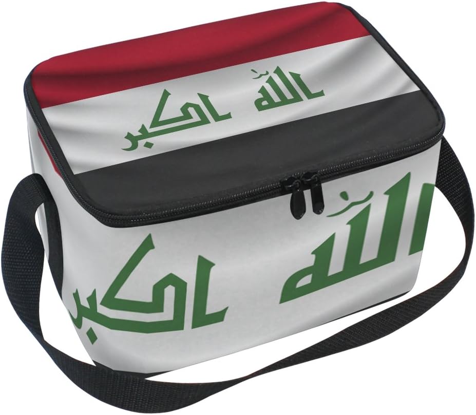 Iraq Flag Insulated Lunch Box Cooler Bag Reusable Tote Outdoor Travel Picnic Bags