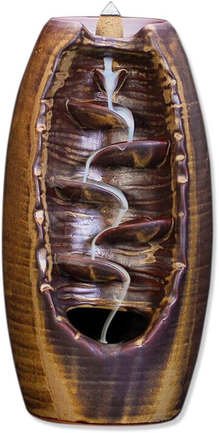 Vase Waterfall Backflow Incense Burner Handmade Ceramic Censer Incense Holder Indoor Retro Style for Home Decor