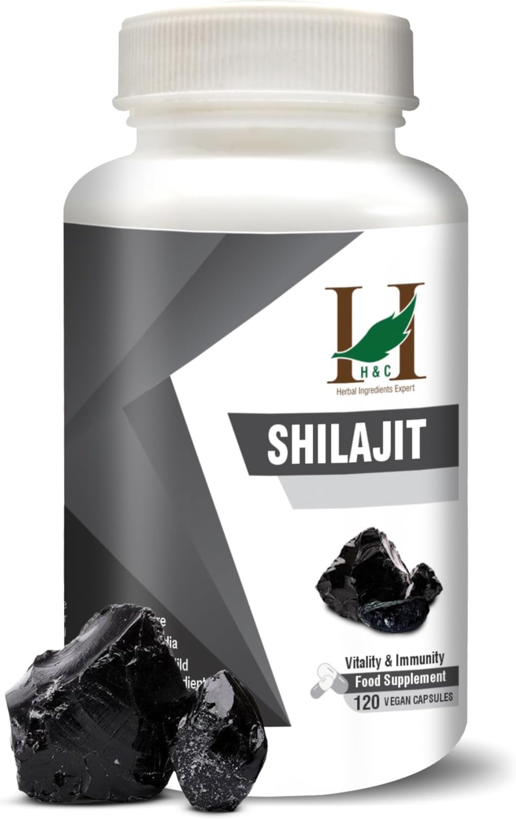 H&C 100% Natural Shilajit Capsules As Dietary Supplements - 450mg (120 Capsules) | for Men Overall Wellness