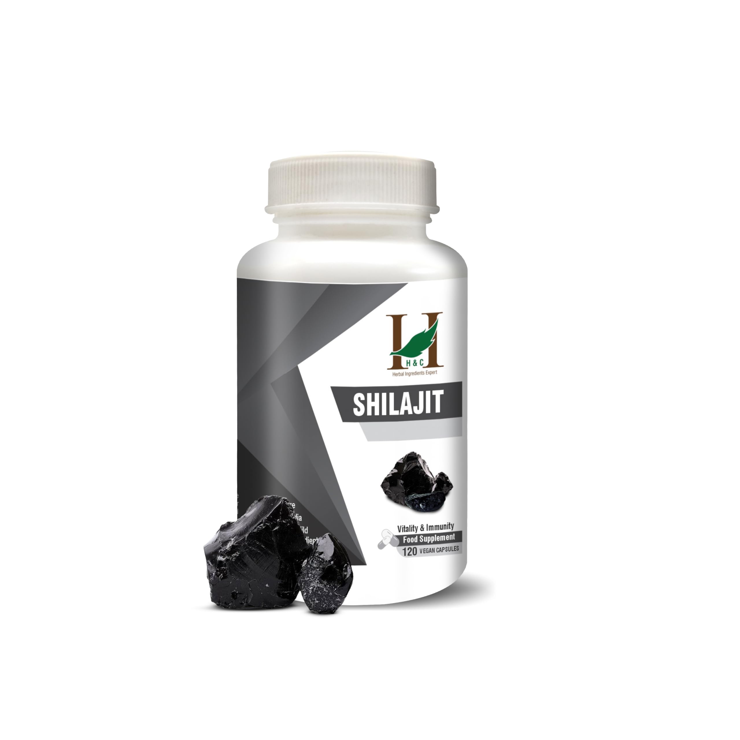 H&C 100% Natural Shilajit Capsules As Dietary Supplements - 450mg (120 Capsules) | for Men Overall Wellness