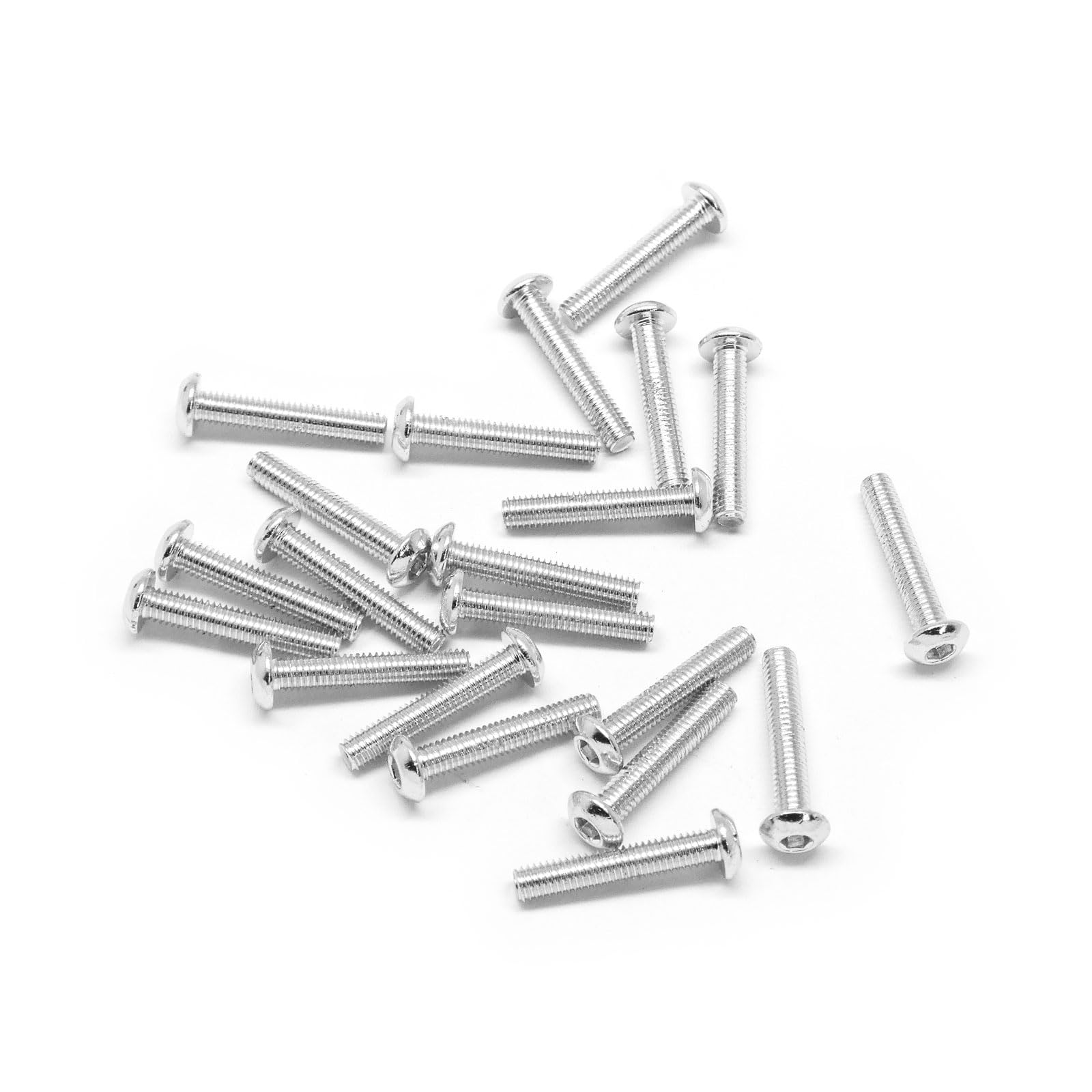20pcs M3x16mm Button Head Screws 6063 Aluminum Hex Socket (Anodized Colors) (Silver)