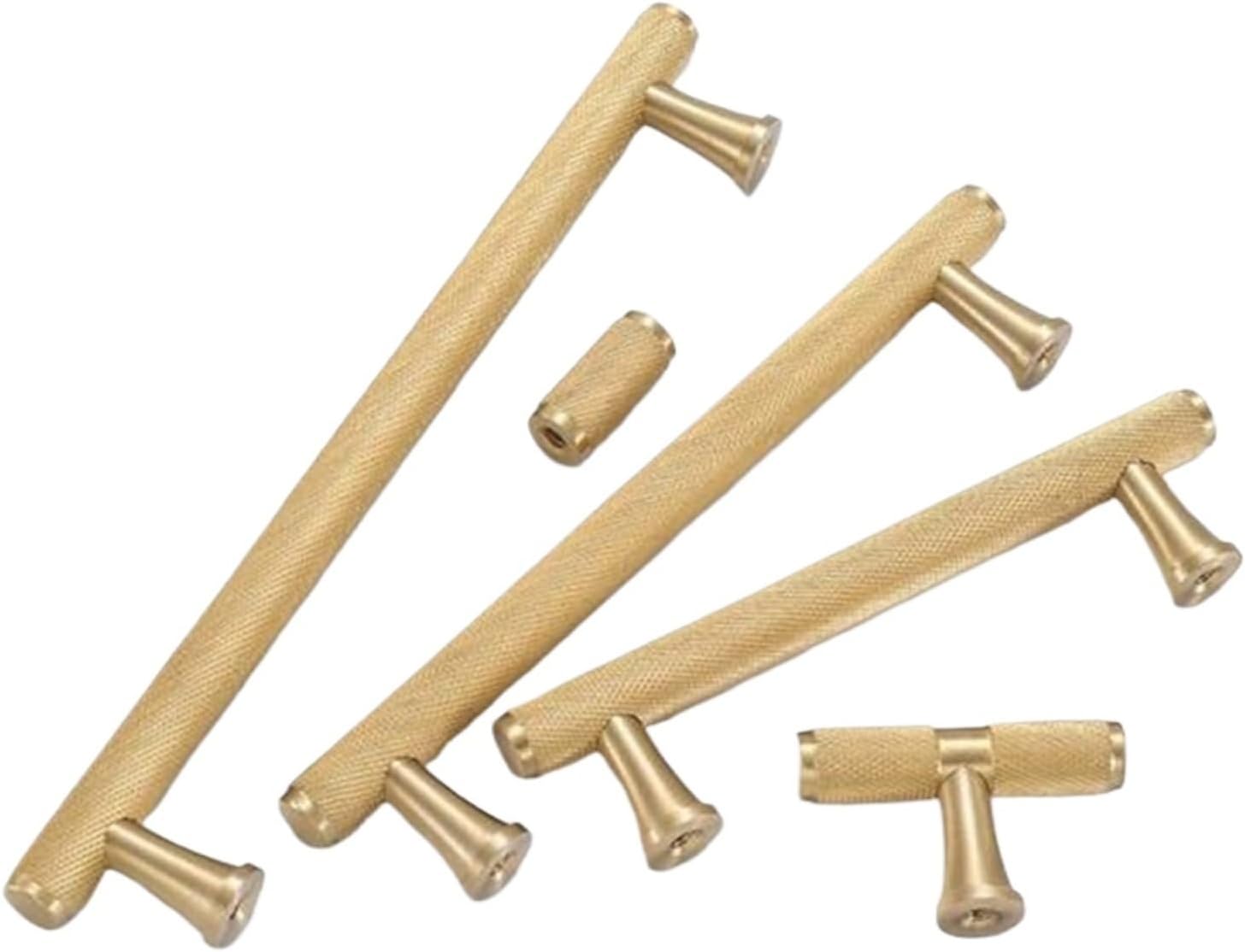 50-244mm Knurling Pattern T Bar Copper Furniture Handles Solid Brass Modern Cupboard Wardrobe Cabinet Door Knob Handle DIY 1Pcs Furniture Accessories (Color : 50mm)