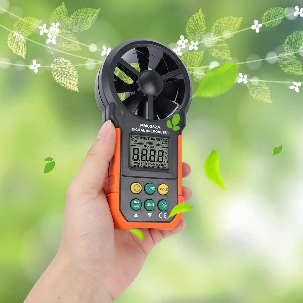 Anemómetro Digital, Medidor de Velocidad del Viento Portátil | Pantalla LCD, diseño portátil, medición precisa, para uso en campo.