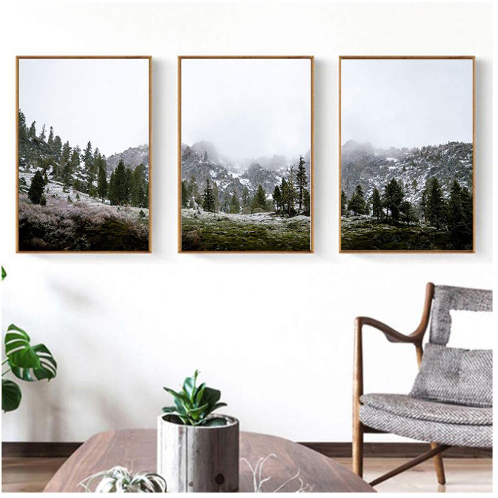ZHANGSHAIFFBH Nordic Print Winter Scenery Wall Art Snow Forest Canvas Painting Scandinavian Style Posters and Prints for Living Room Decor-40x60cm No Frame