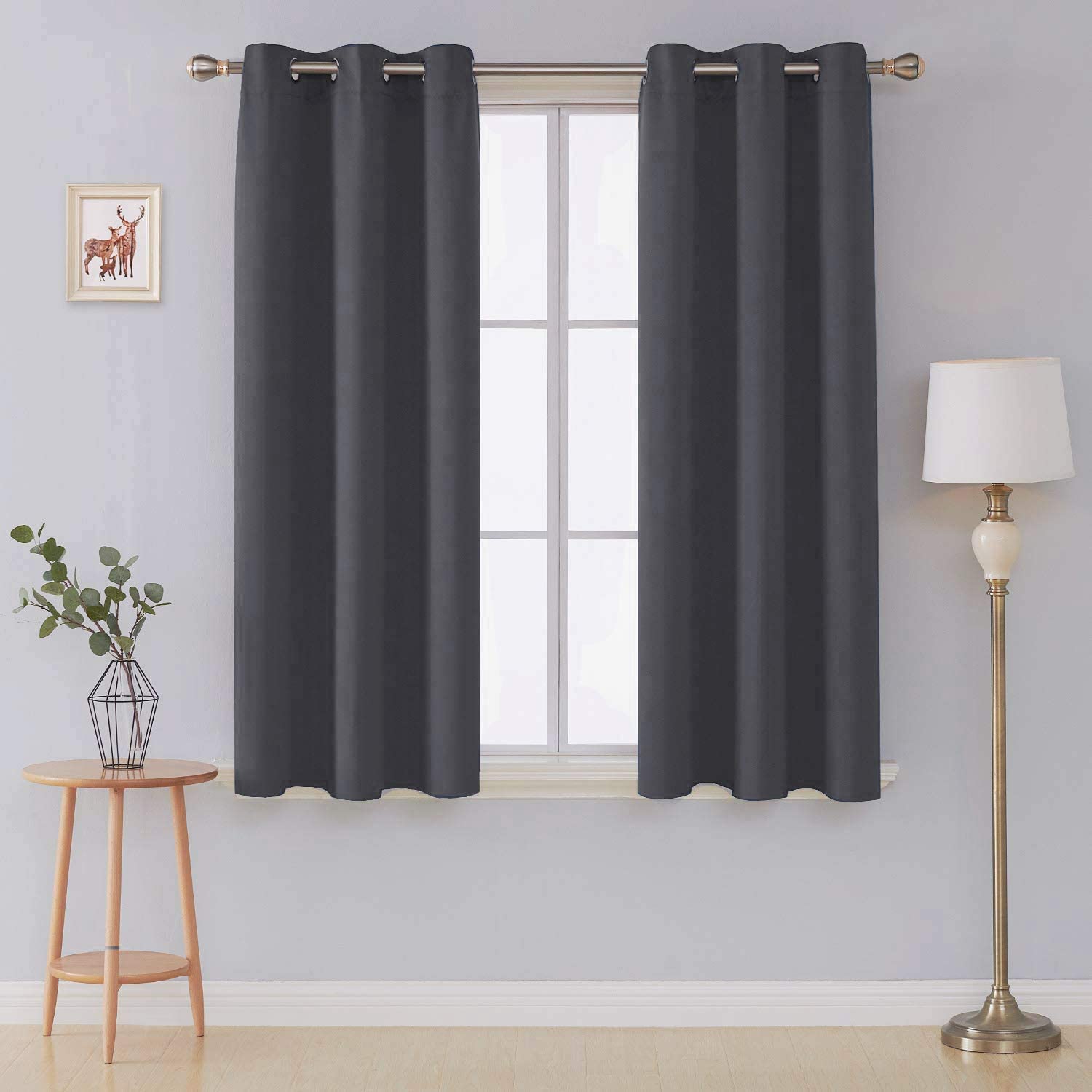 AR Ware Charcoal Blackout Curtains, 2 Panels Drapes Eyelet Thermal Curtains for Living Room and Bedroom, Energy Saving - Image 2